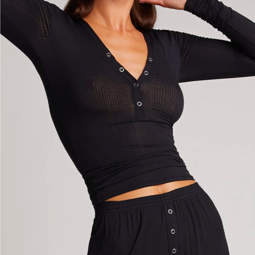 Black Whipped Henley